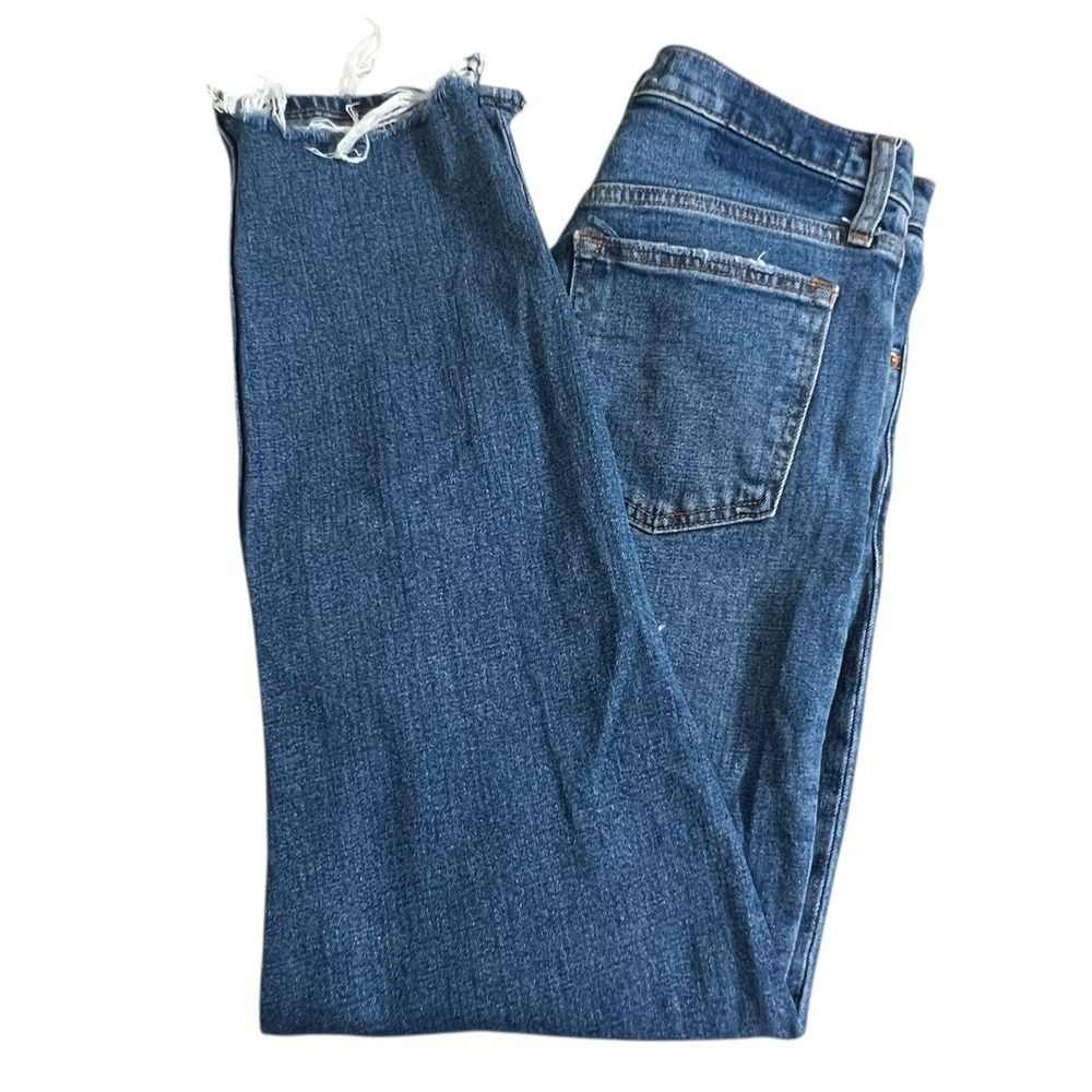 Abercrombie & Fitch Womens 2 Long High Rise Mom‎ Distressed Medium Wash Jeans